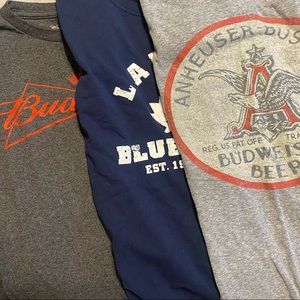 3 Graphic Ts Anheuser Busch Budweiser Labatt Blue Light size Medium EUC SOFT